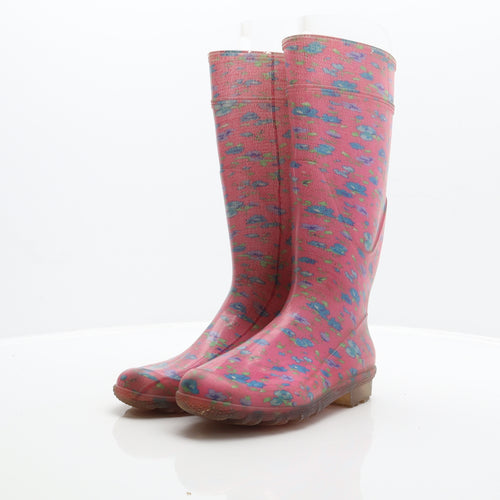 G&G Womens Pink Floral Synthetic Wellies Boot UK 6 39