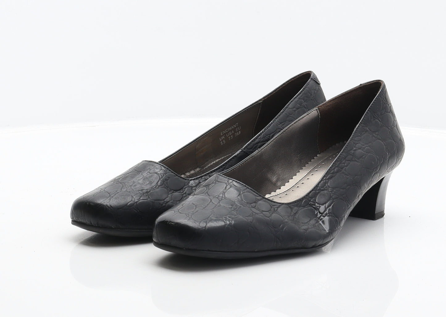 Hotter Womens Black Leather Court Heel UK 5.5 38.5