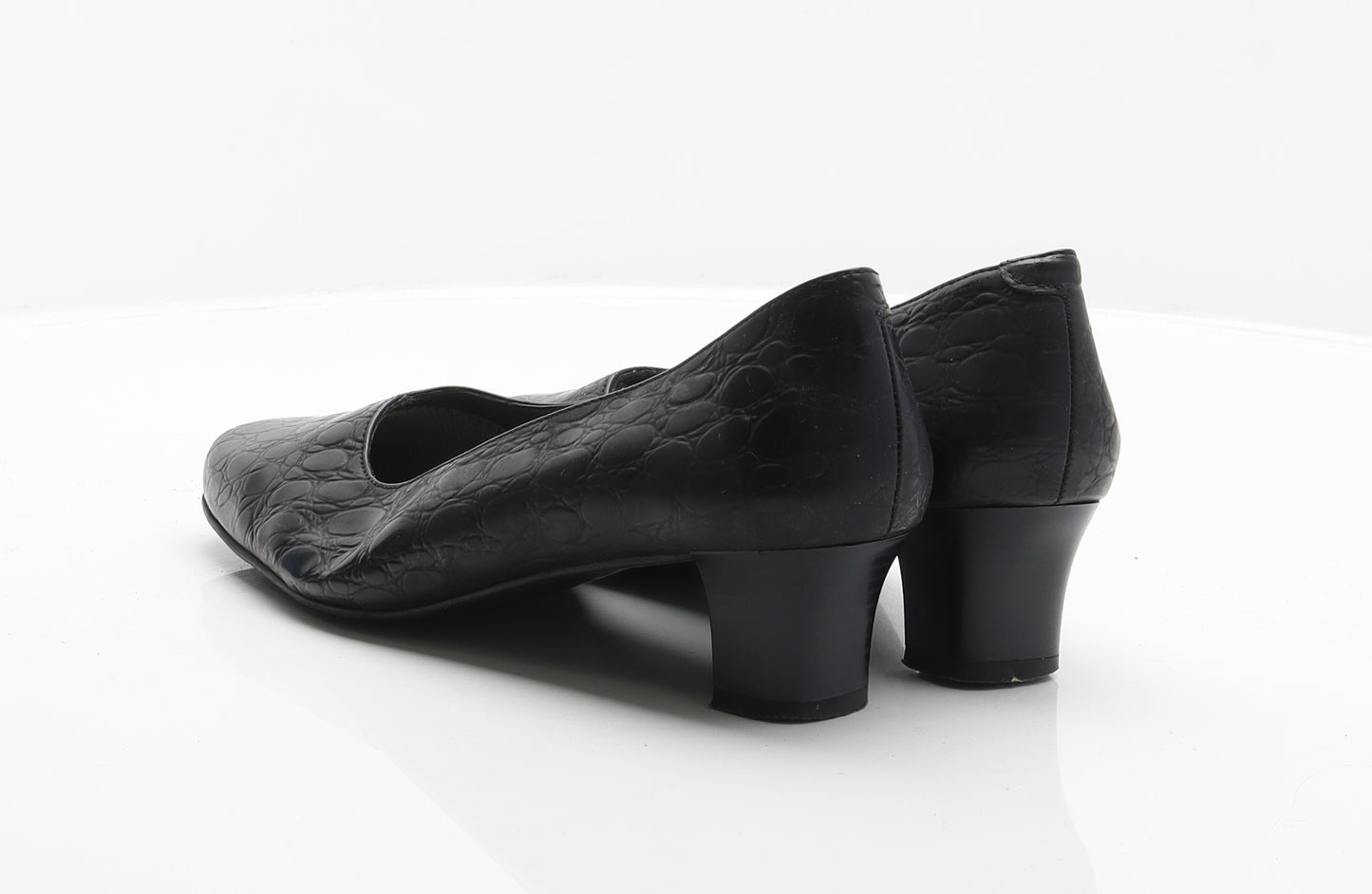 Hotter Womens Black Leather Court Heel UK 5.5 38.5