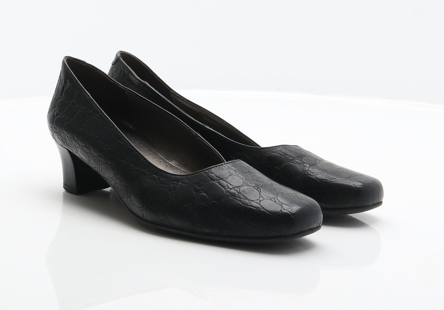 Hotter Womens Black Leather Court Heel UK 5.5 38.5