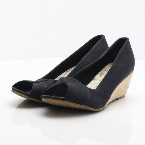 Peacocks Womens Black Fabric Espadrille Heel UK 7 40