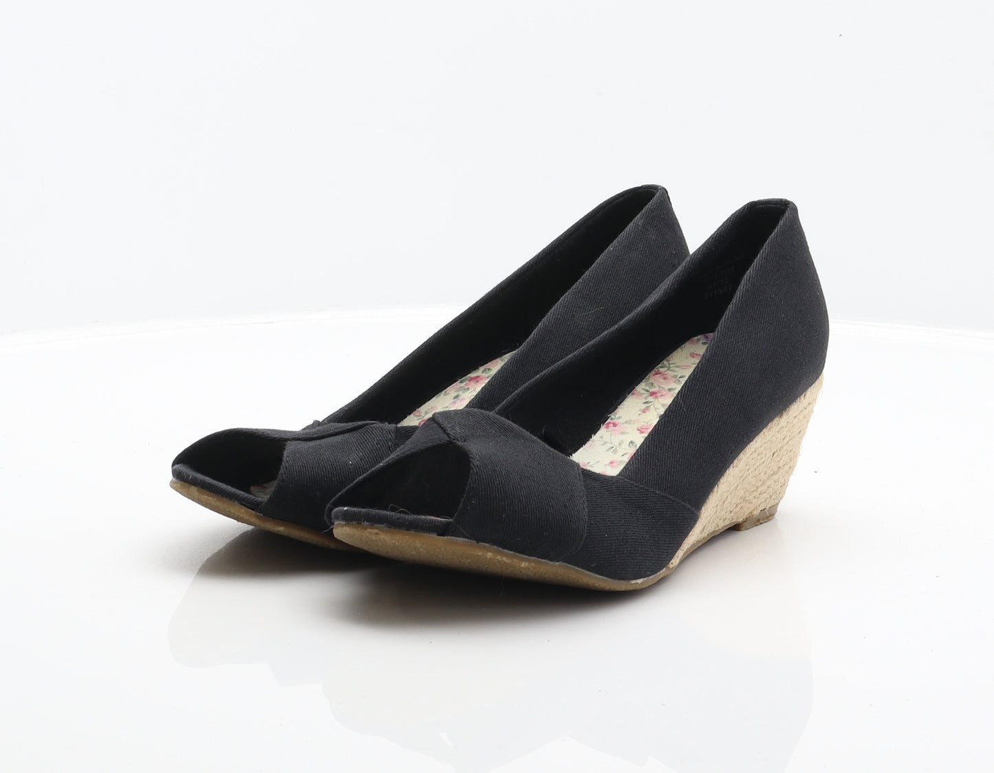 Peacocks Womens Black Fabric Espadrille Heel UK 7 40