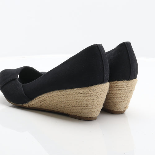 Peacocks Womens Black Fabric Espadrille Heel UK 7 40