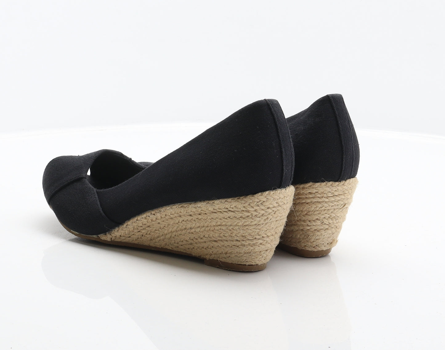 Peacocks Womens Black Fabric Espadrille Heel UK 7 40