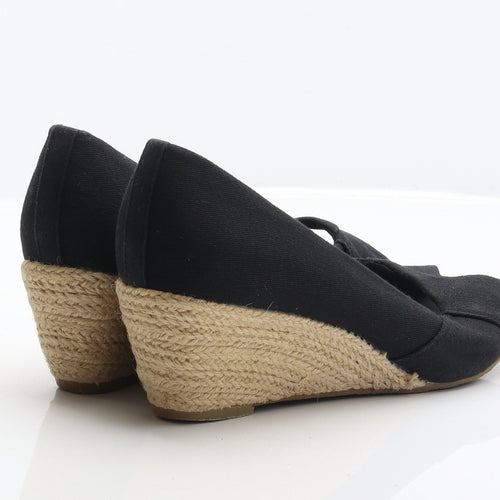 Peacocks Womens Black Fabric Espadrille Heel UK 7 40
