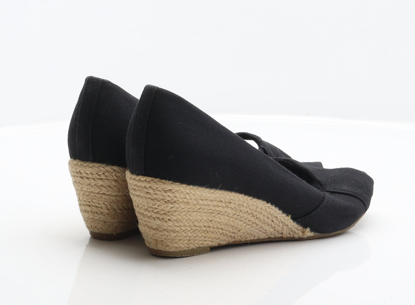 Peacocks Womens Black Fabric Espadrille Heel UK 7 40