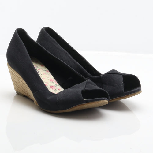 Peacocks Womens Black Fabric Espadrille Heel UK 7 40