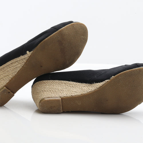 Peacocks Womens Black Fabric Espadrille Heel UK 7 40