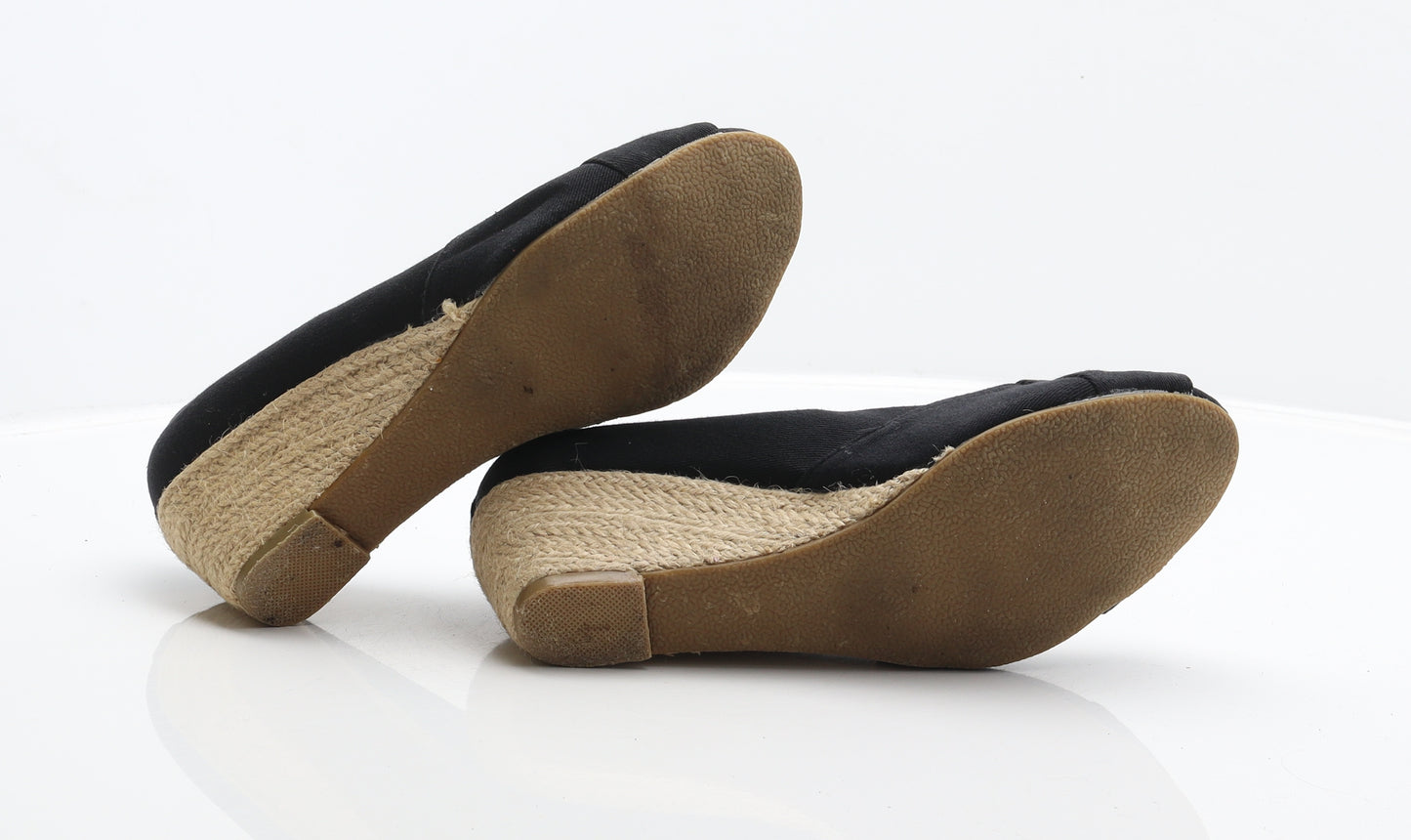 Peacocks Womens Black Fabric Espadrille Heel UK 7 40