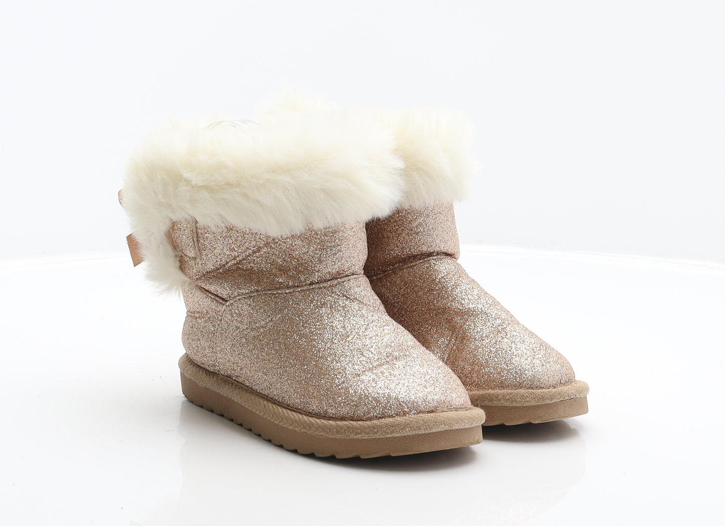 Preworn Girls Gold Synthetic Shearling Style Boot UK 10 28