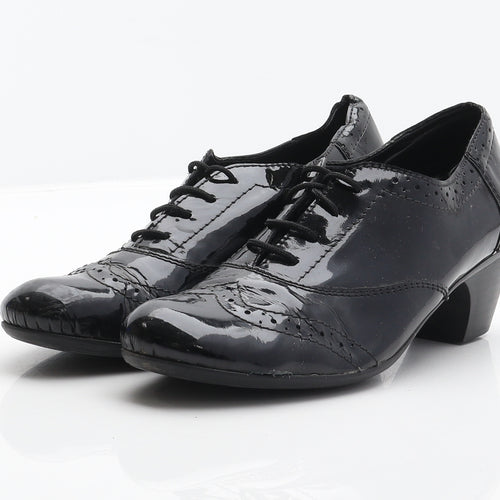 Rieker Womens Black Leather Oxford Casual UK 5 38 - Brogue Style
