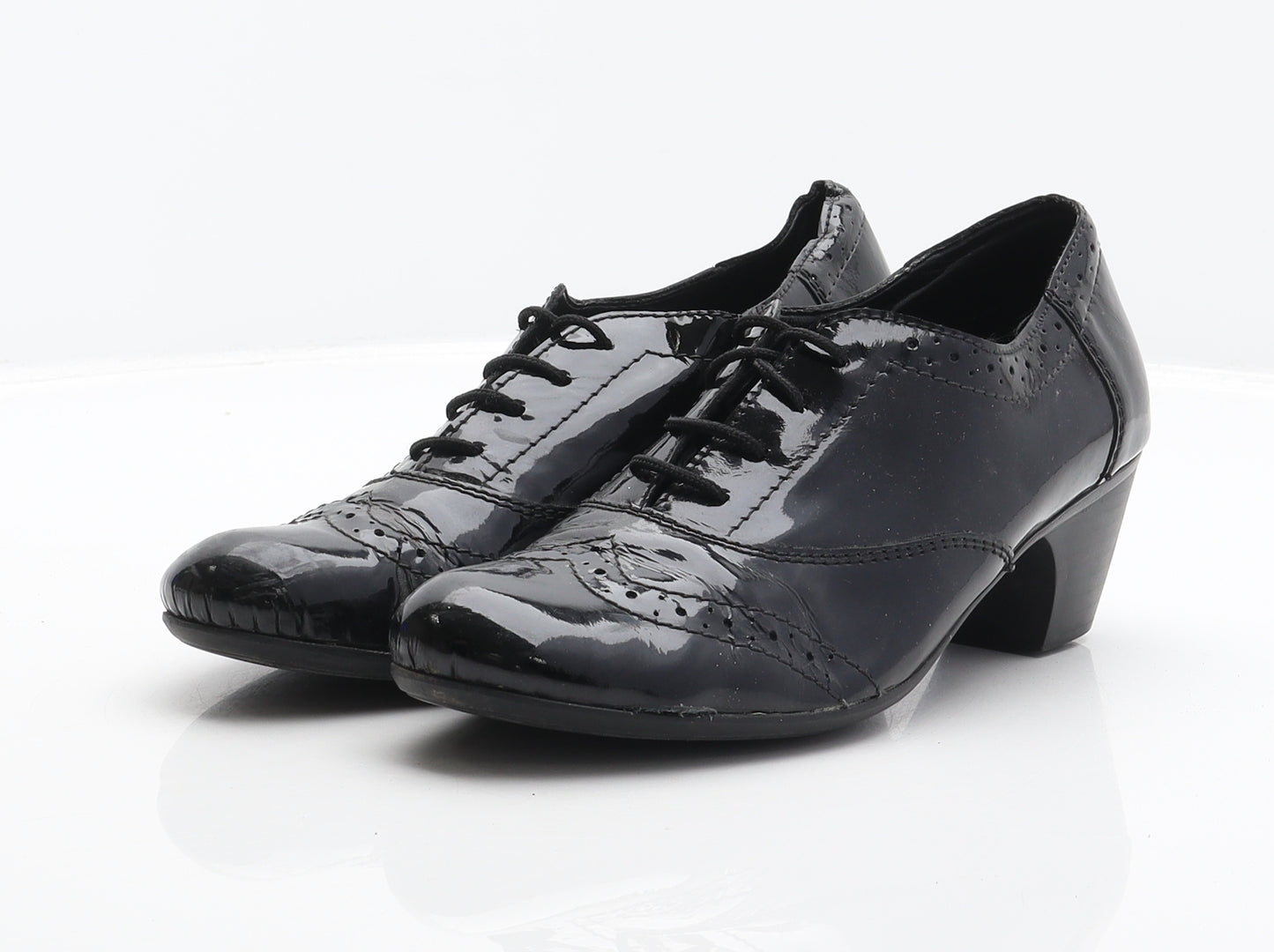 Rieker Womens Black Leather Oxford Casual UK 5 38 - Brogue Style