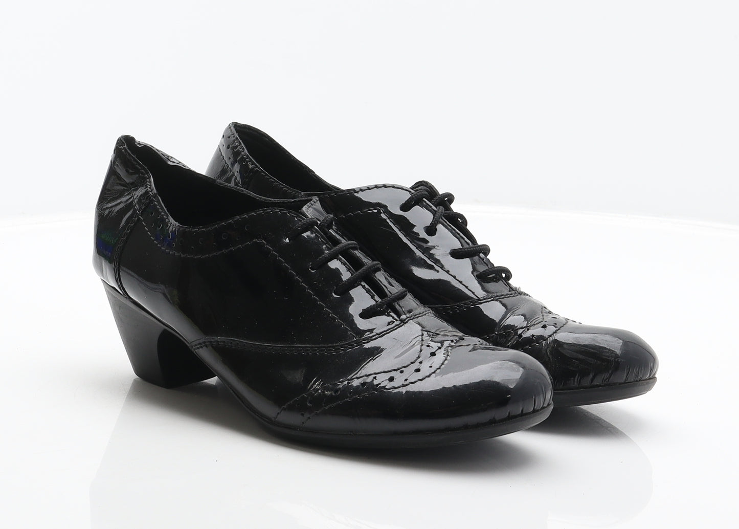 Rieker Womens Black Leather Oxford Casual UK 5 38 - Brogue Style