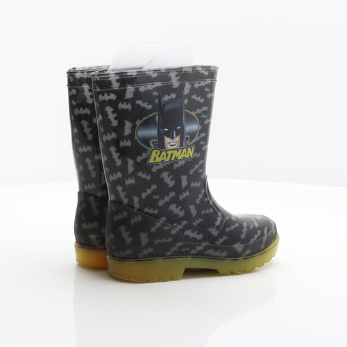 Batman Boys Black Geometric Synthetic Wellies Boot UK 10 - Batman Pattern print, Batman