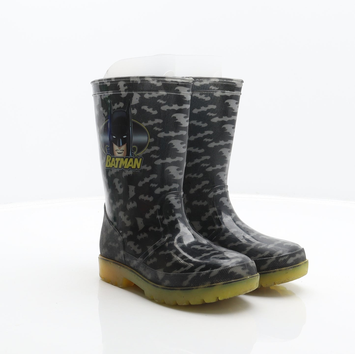 Batman Boys Black Geometric Synthetic Wellies Boot UK 10 - Batman Pattern print, Batman