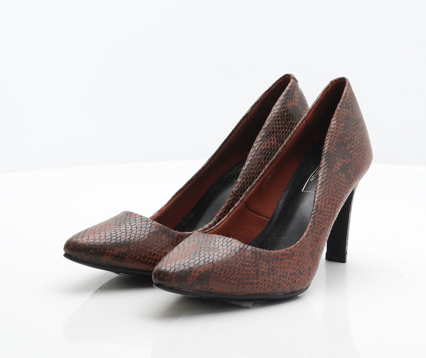 Marks and Spencer Womens Brown Animal Print Synthetic Court Heel UK 5 - Snake print