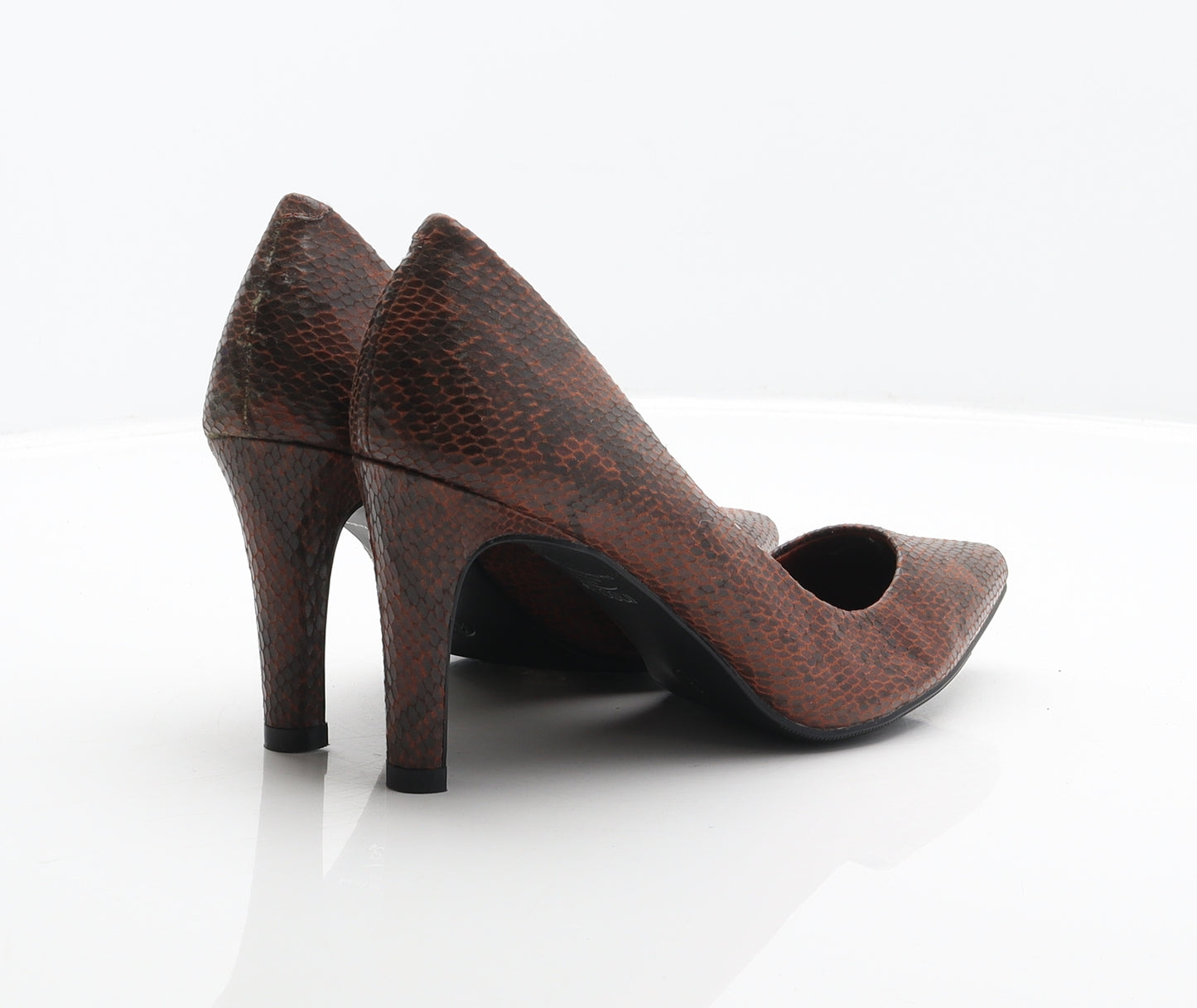 Marks and Spencer Womens Brown Animal Print Synthetic Court Heel UK 5 - Snake print