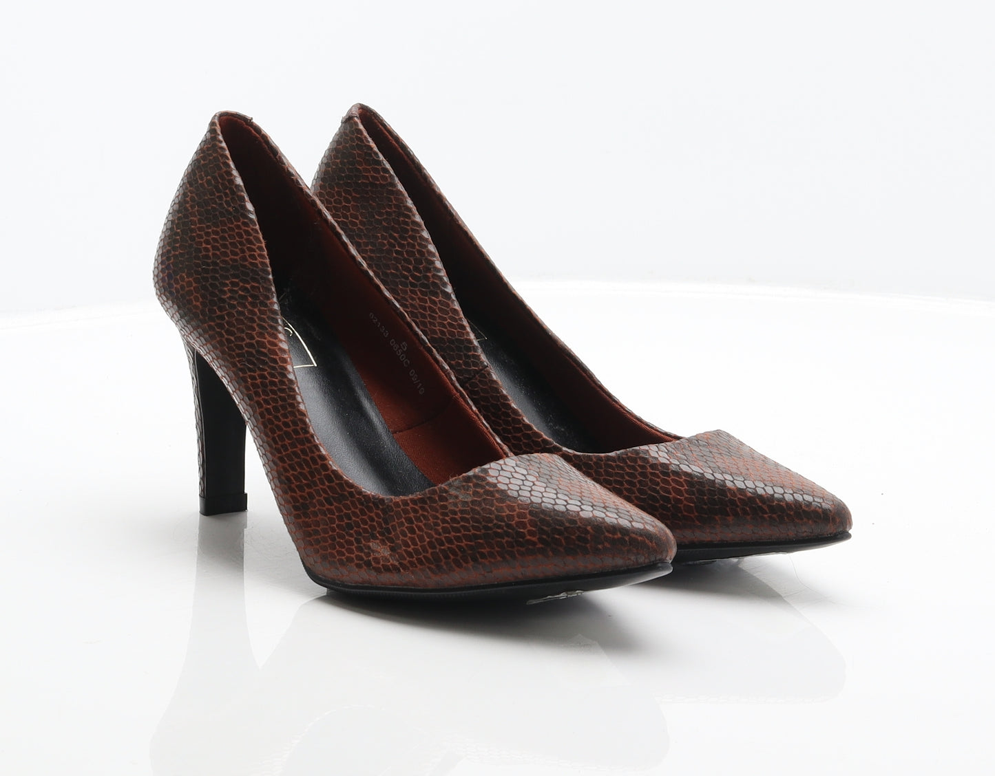 Marks and Spencer Womens Brown Animal Print Synthetic Court Heel UK 5 - Snake print