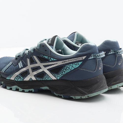 ASICS Womens Blue Geometric Synthetic Trainer UK 5 38
