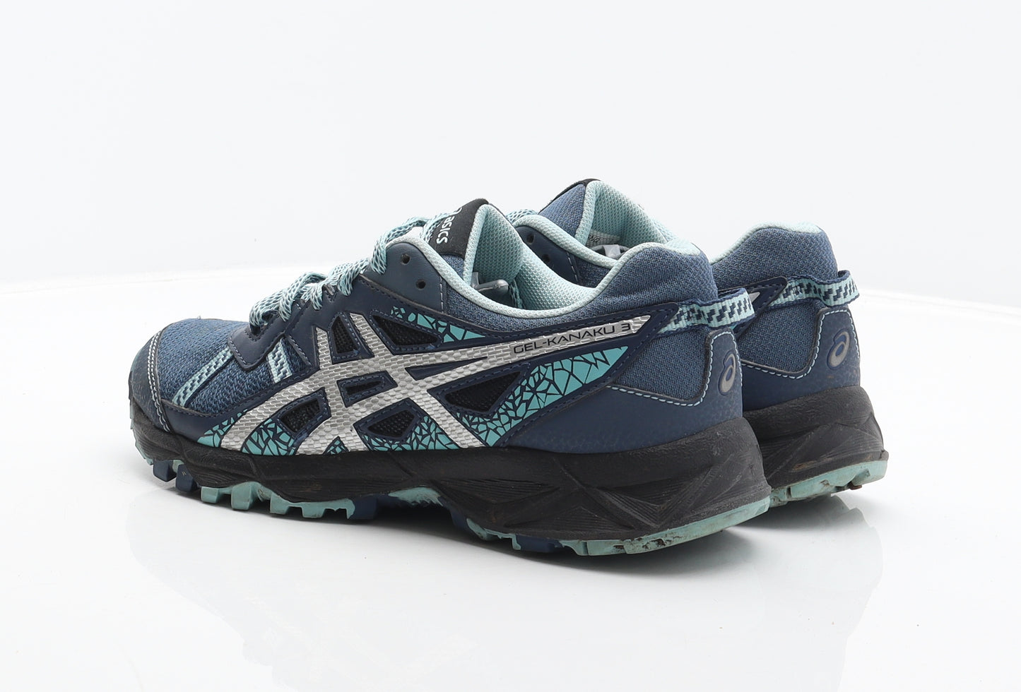 ASICS Womens Blue Geometric Synthetic Trainer UK 5 38