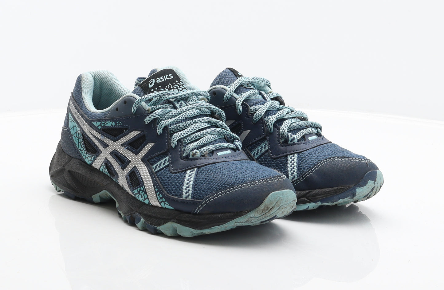 ASICS Womens Blue Geometric Synthetic Trainer UK 5 38