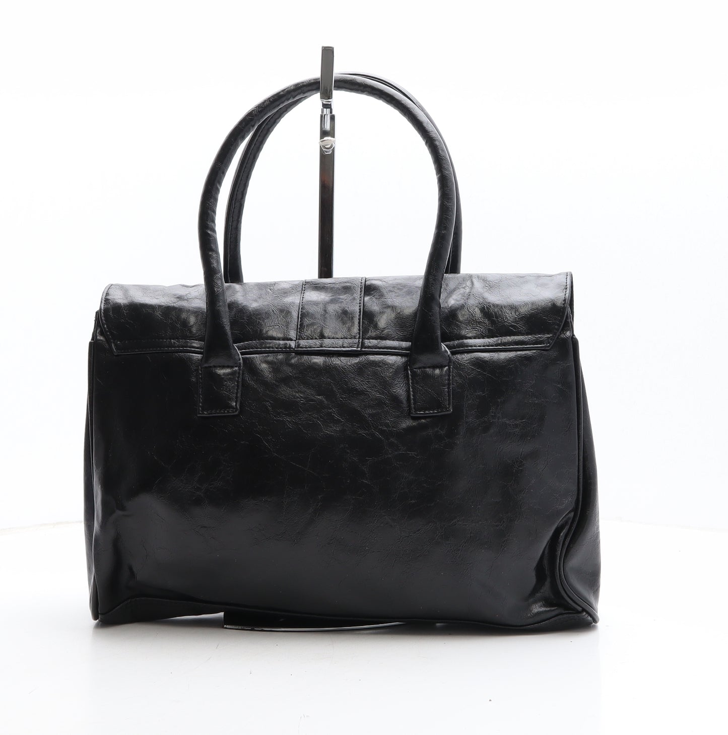 Preworn Womens Black Colorblock Polyethylene Top Handle Bag Size Medium