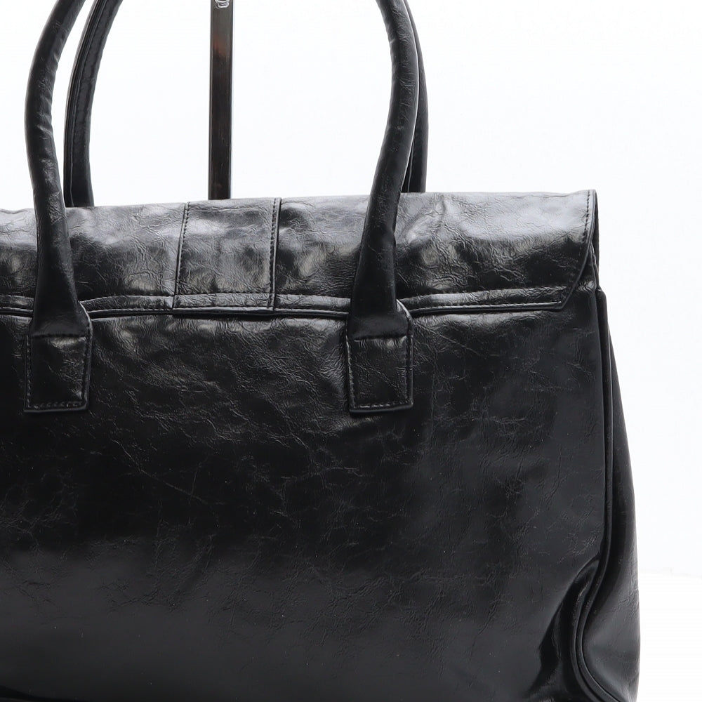 Preworn Womens Black Colorblock Polyethylene Top Handle Bag Size Medium