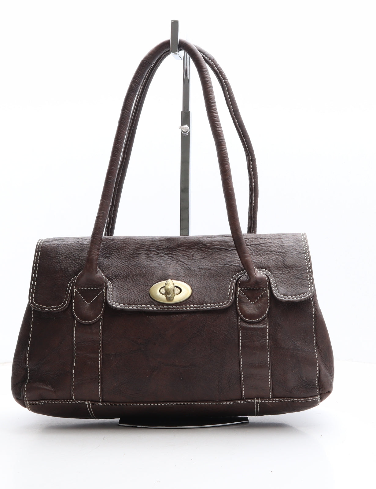 Tommy & Kate Womens Brown Leather Shoulder Bag Size Medium