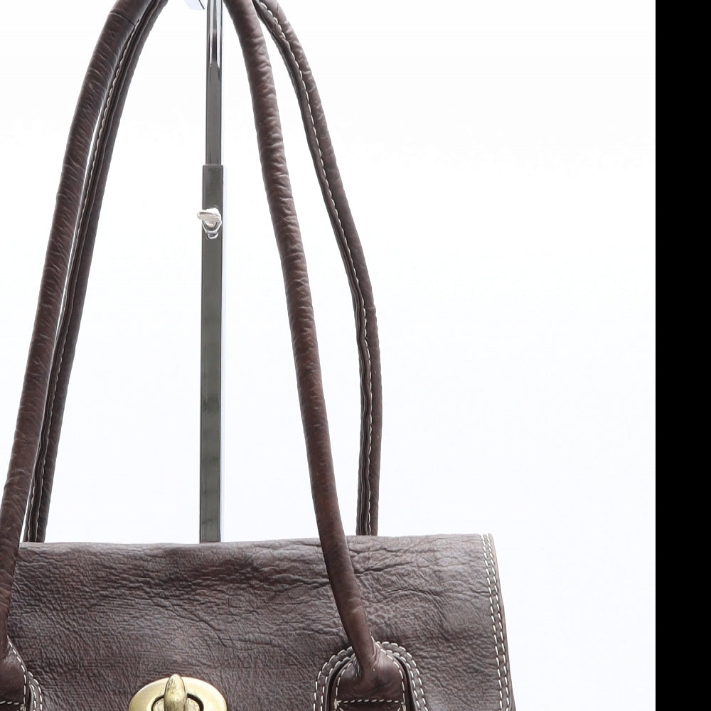 Tommy & Kate Womens Brown Leather Shoulder Bag Size Medium