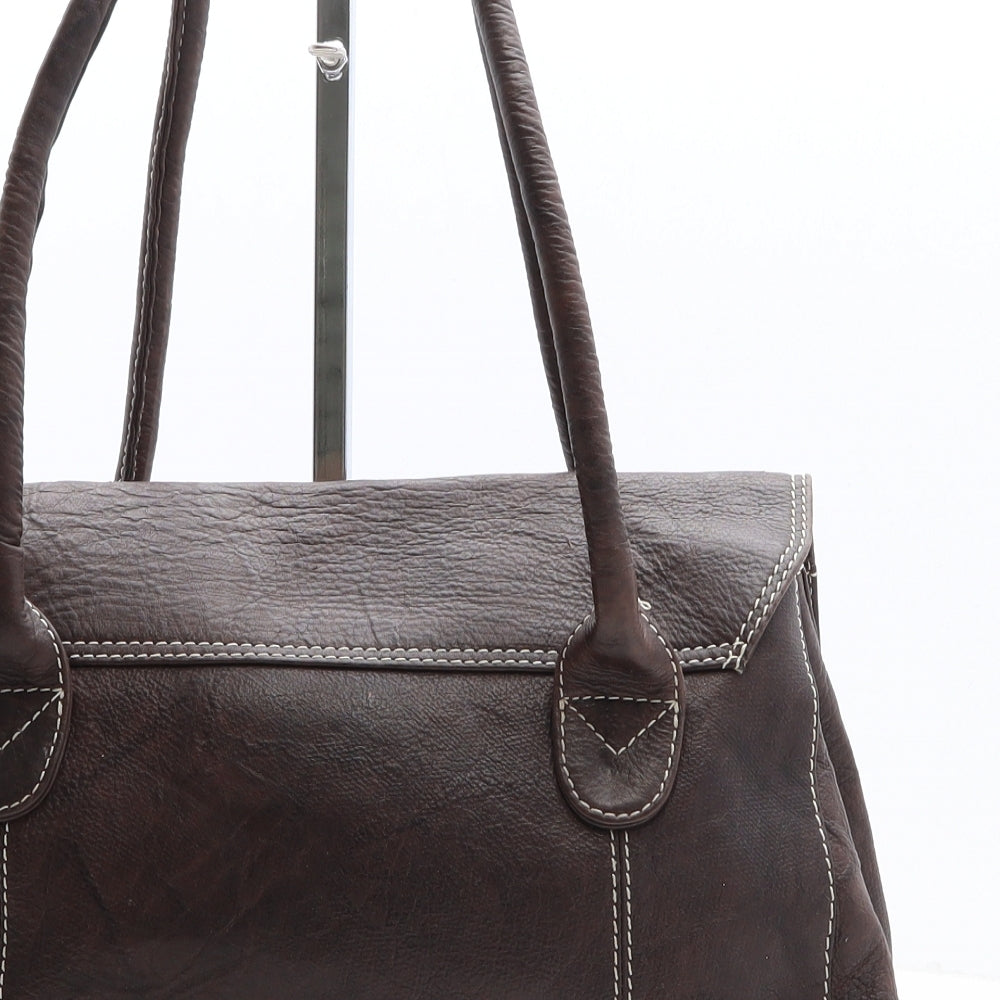 Tommy & Kate Womens Brown Leather Shoulder Bag Size Medium