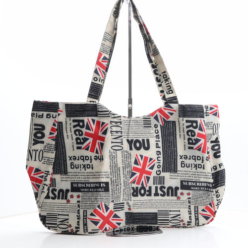 Preworn Womens Multicoloured Newsprint Polyester Shoulder Bag Size Extra Large - England flag