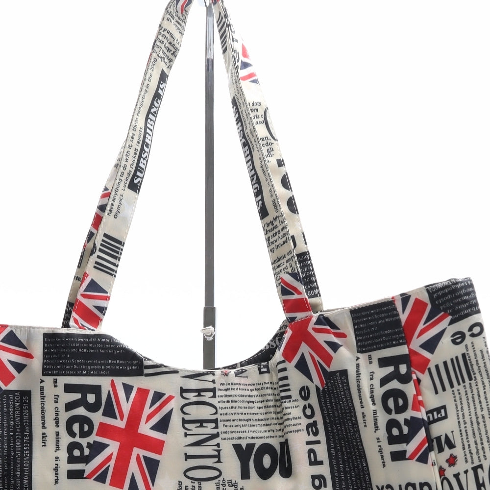 Preworn Womens Multicoloured Newsprint Polyester Shoulder Bag Size Extra Large - England flag