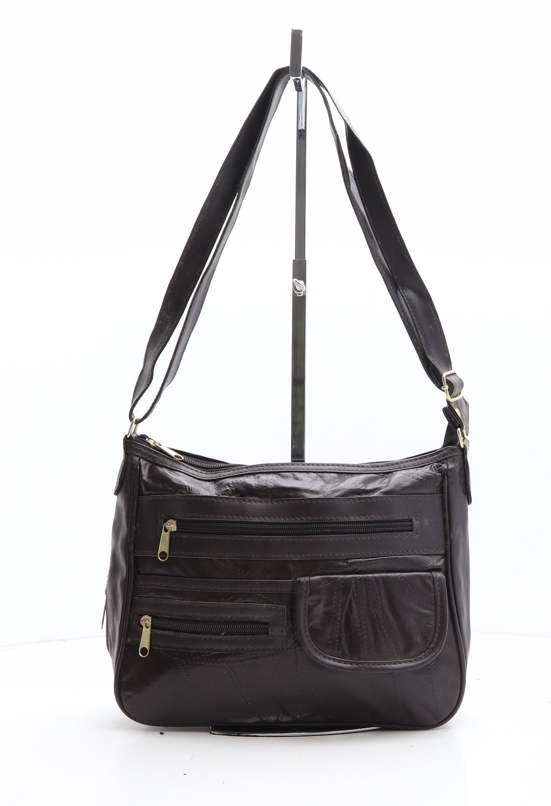 Preworn Womens Brown Polyethylene Crossbody Size Small