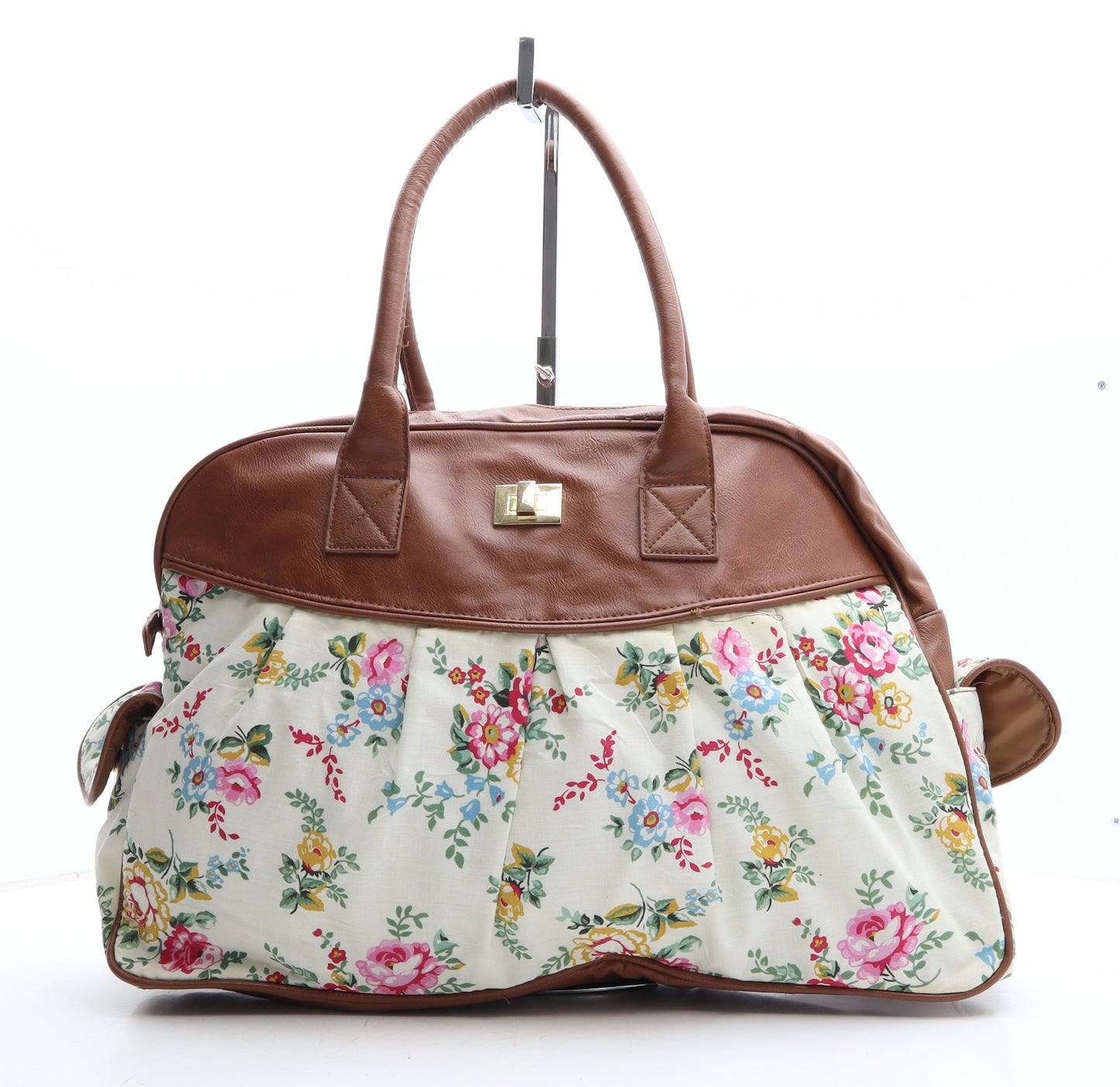 Atmosphere Womens Brown Floral Polyethylene Duffle Size Extra Large