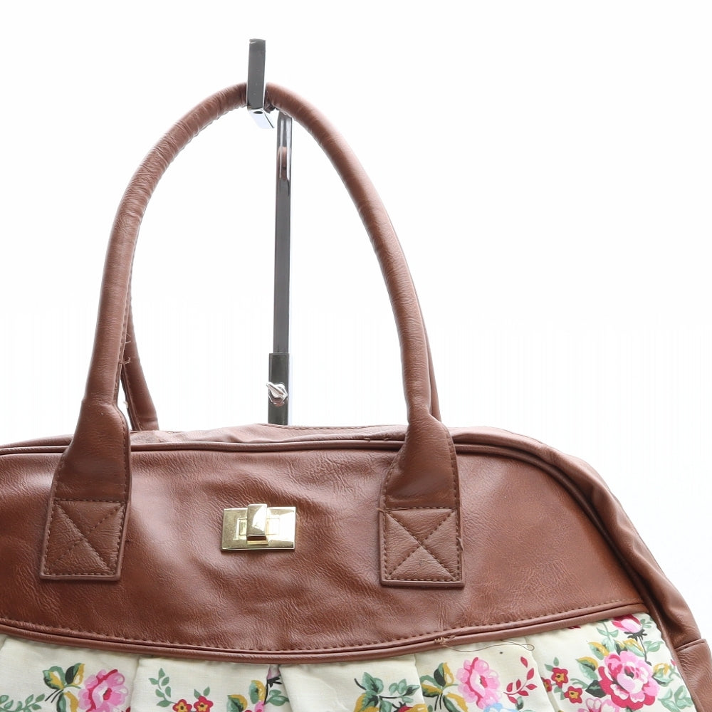 Atmosphere Womens Brown Floral Polyethylene Duffle Size Extra Large