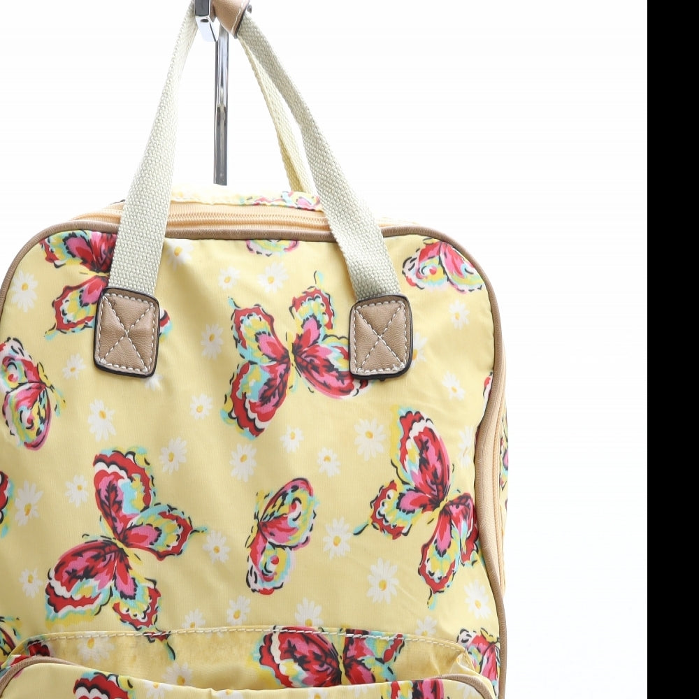 Preworn Womens Yellow Geometric Nylon Backpack Size Extra Large - Butterflies