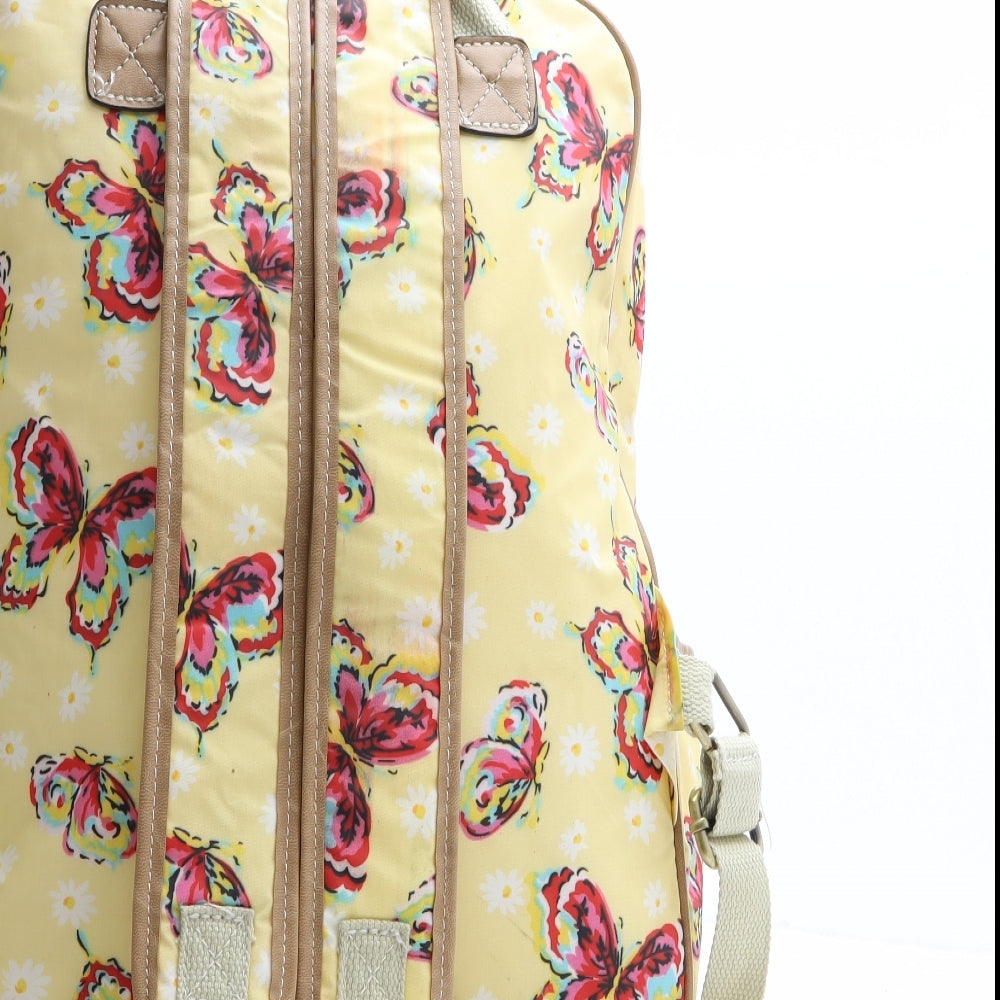 Preworn Womens Yellow Geometric Nylon Backpack Size Extra Large - Butterflies