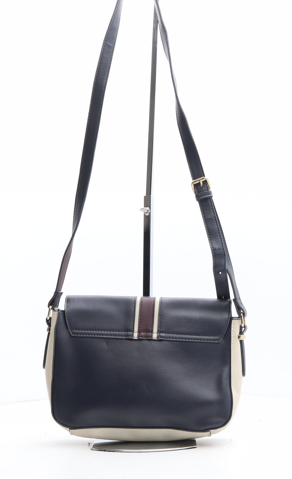 Preworn Womens Blue Colorblock Polyethylene Saddle Bag Size Small