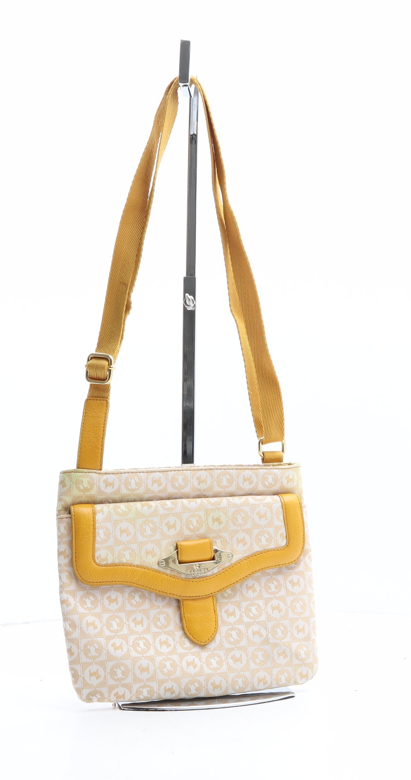 Radley Womens Yellow Geometric Polyester Crossbody Size Mini