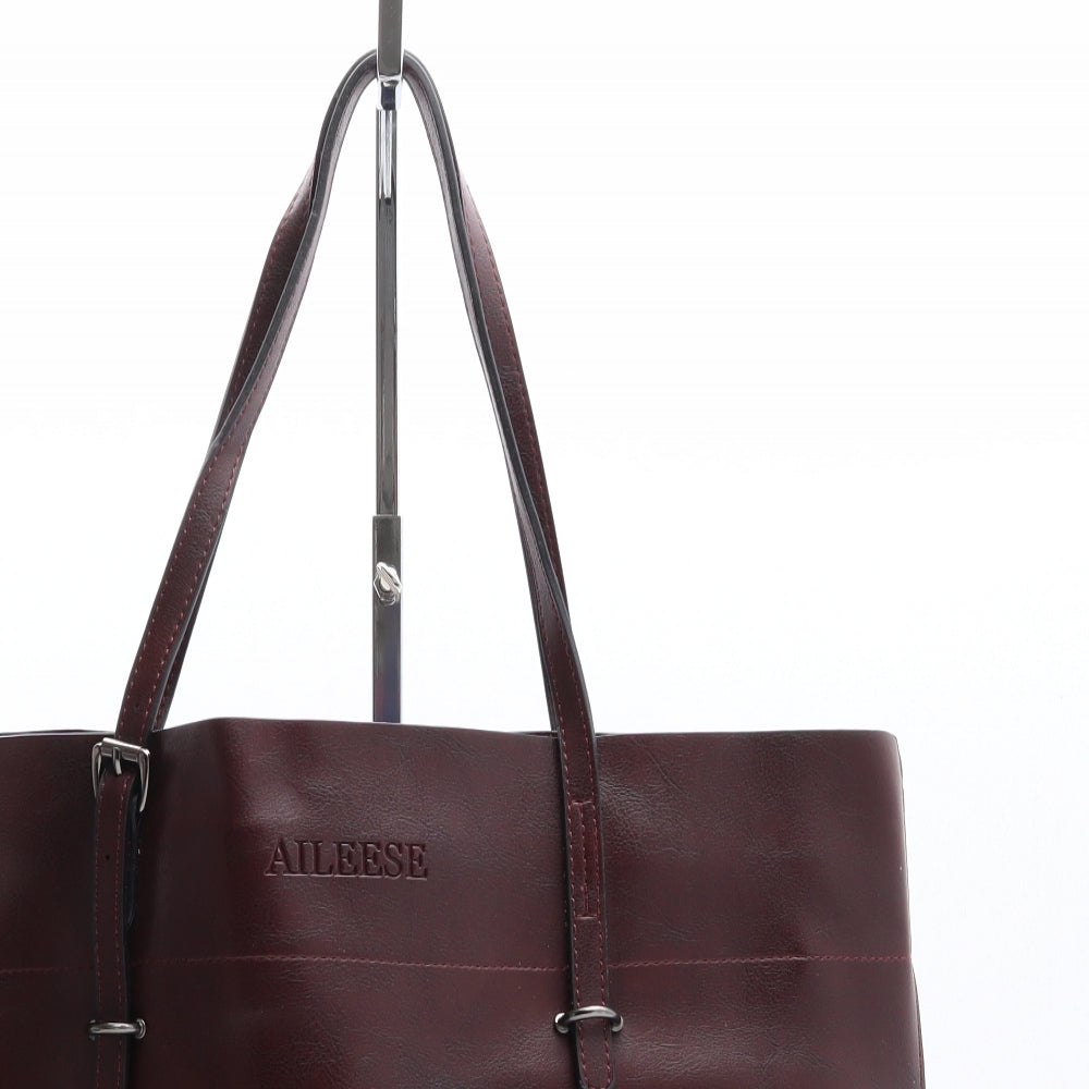 Aileese Womens Red Polyethylene Shoulder Bag Size Large