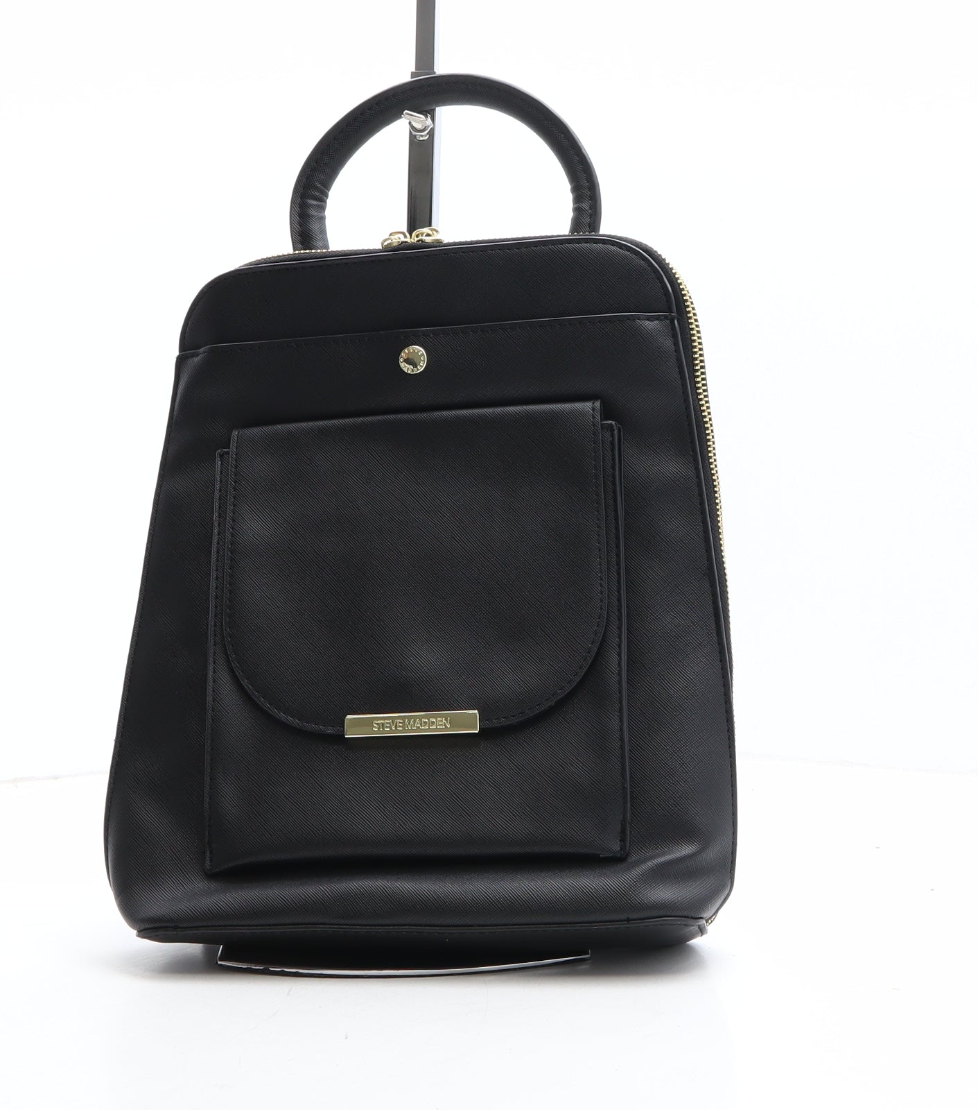 Steve Madden Womens Black Polyethylene Backpack Size Medium