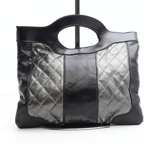 Bomth Womens Black Colorblock Polyethylene Top Handle Bag Size Small