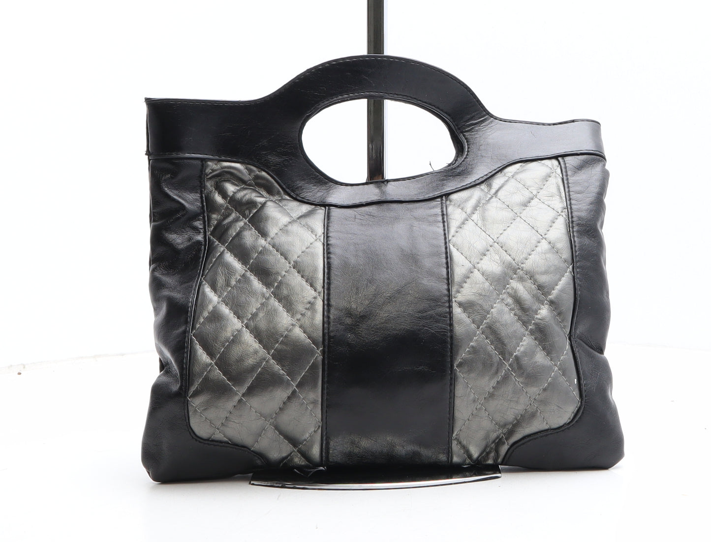 Bomth Womens Black Colorblock Polyethylene Top Handle Bag Size Small