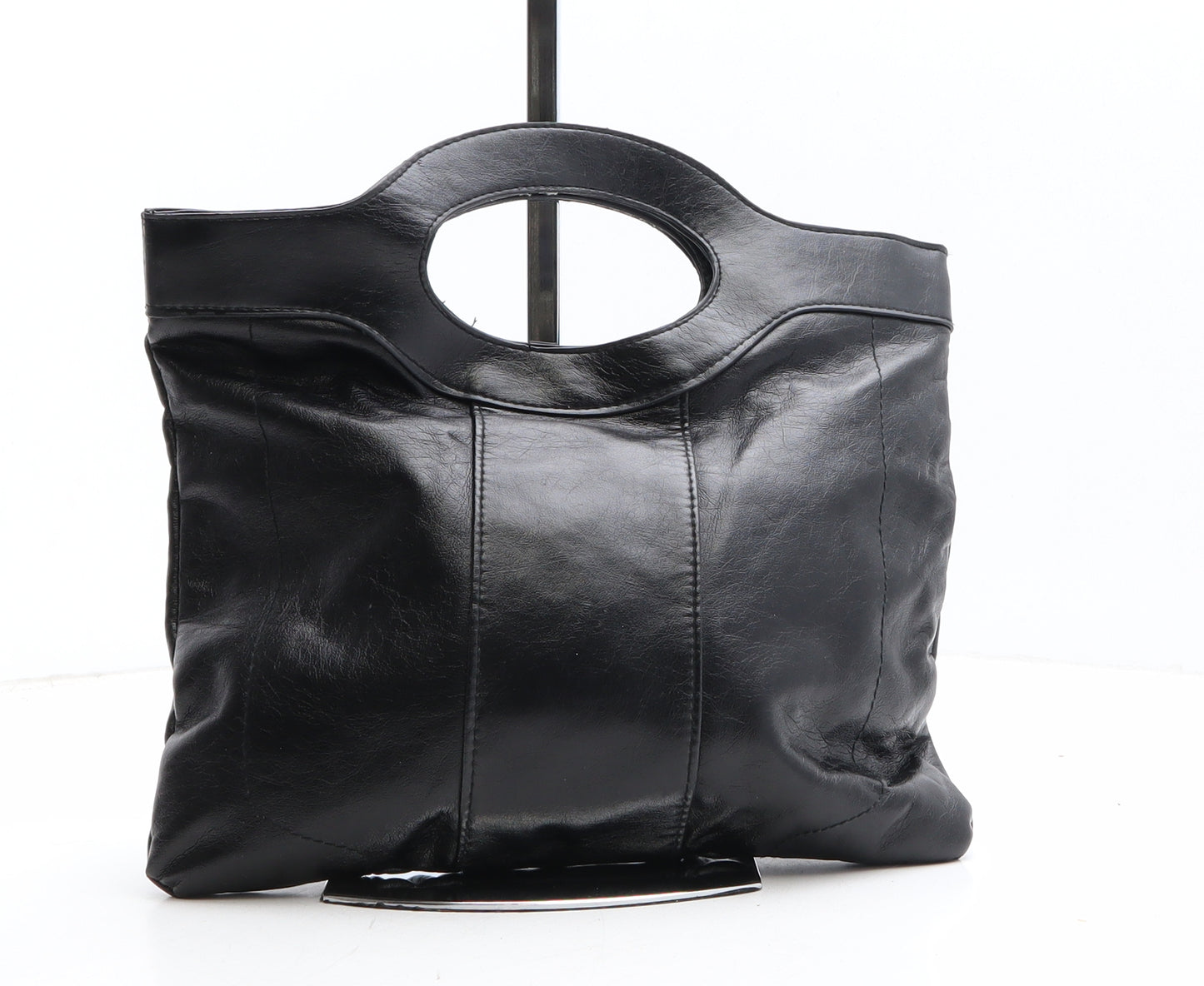 Bomth Womens Black Colorblock Polyethylene Top Handle Bag Size Small