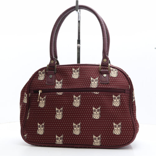 New Look Womens Red Polka Dot Polyester Duffle Size Large - Owls travel bag