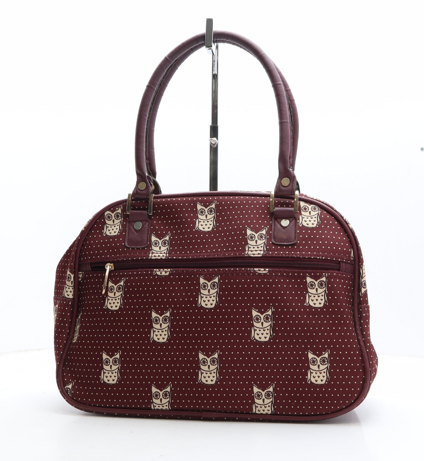 New Look Womens Red Polka Dot Polyester Duffle Size Large - Owls travel bag