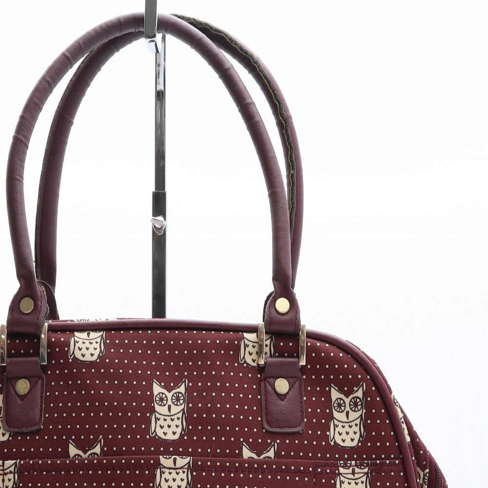 New Look Womens Red Polka Dot Polyester Duffle Size Large - Owls travel bag