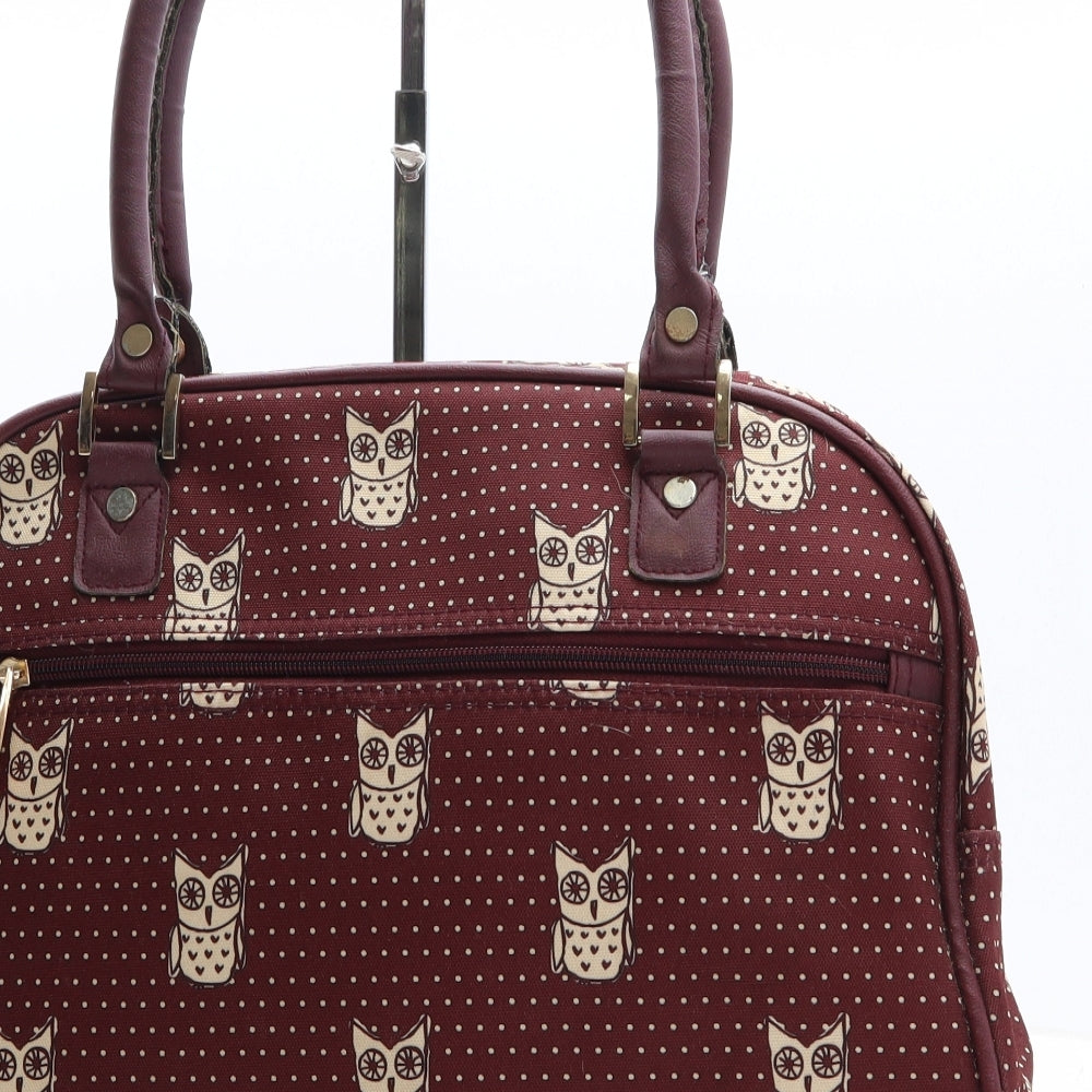 New Look Womens Red Polka Dot Polyester Duffle Size Large - Owls travel bag