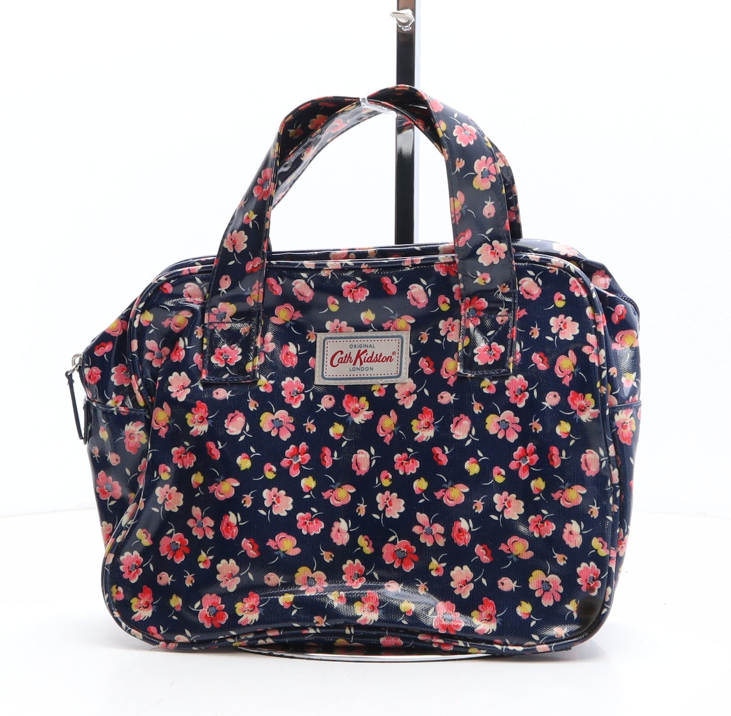 Cath Kidston Womens Blue Floral Paper Fibre Top Handle Bag Size Medium