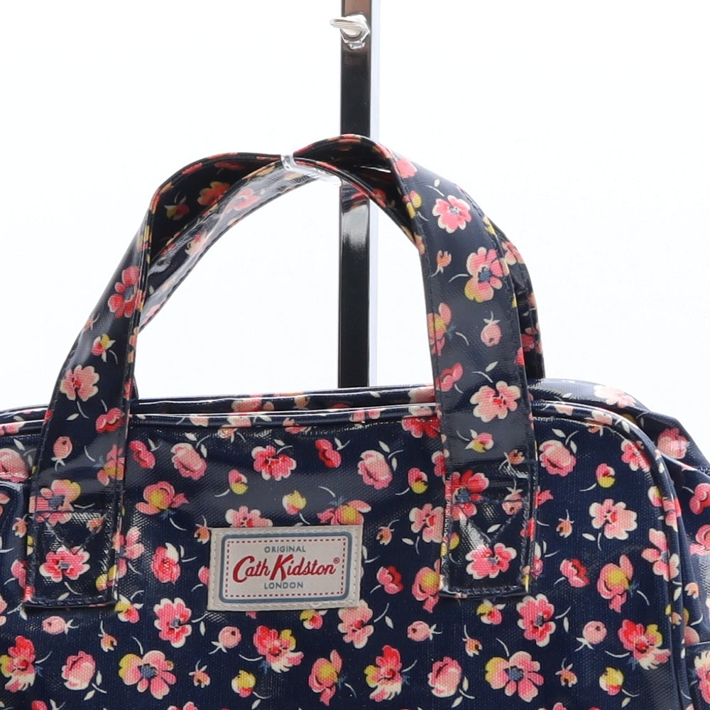 Cath Kidston Womens Blue Floral Paper Fibre Top Handle Bag Size Medium